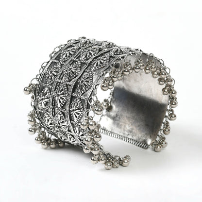 Mominos Fashion Joharkamal Oxidised Silver-Plated Ghungroo Handcraft Bracelet - Design 024