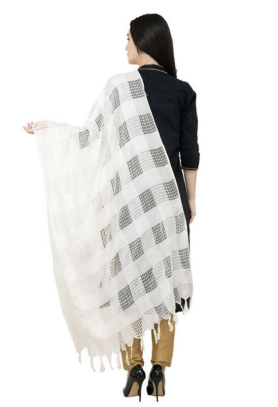 Mominos Fashion Moeza White Window Cotton Dupatta