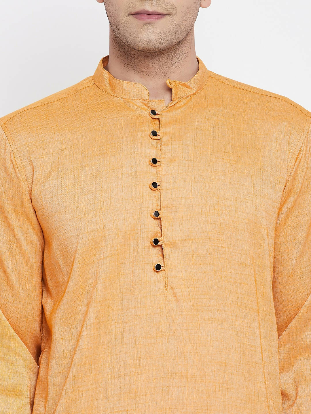 Even Apparels Yellow Rayon Men's Kurta With Band Collar