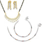 AanyaCentric Gold-Polished Mangalsutra Pendant Earring Set & Silver Plated Anklet