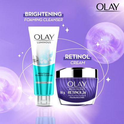 Olay Retinol Kit For Overnight Repair, Anti-Ageing Night Cream With Cleanser