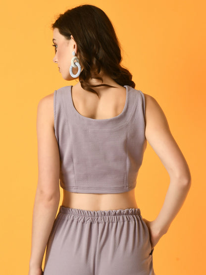 Myshka Women's Lavender Solid Party Top