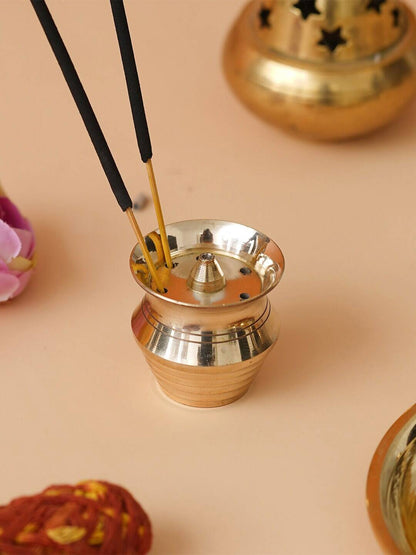 eCraftIndia Yellow Brass Incense Stick Holder