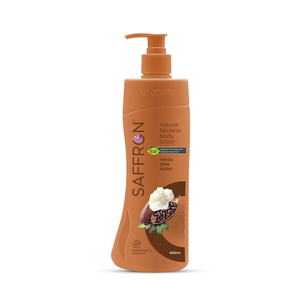 VI-JOHN Saffron Natural Fairness Body Lotion Cocoa Shea Butter Deep Nourishment Soft, Glowing Skin For All Skin Types
