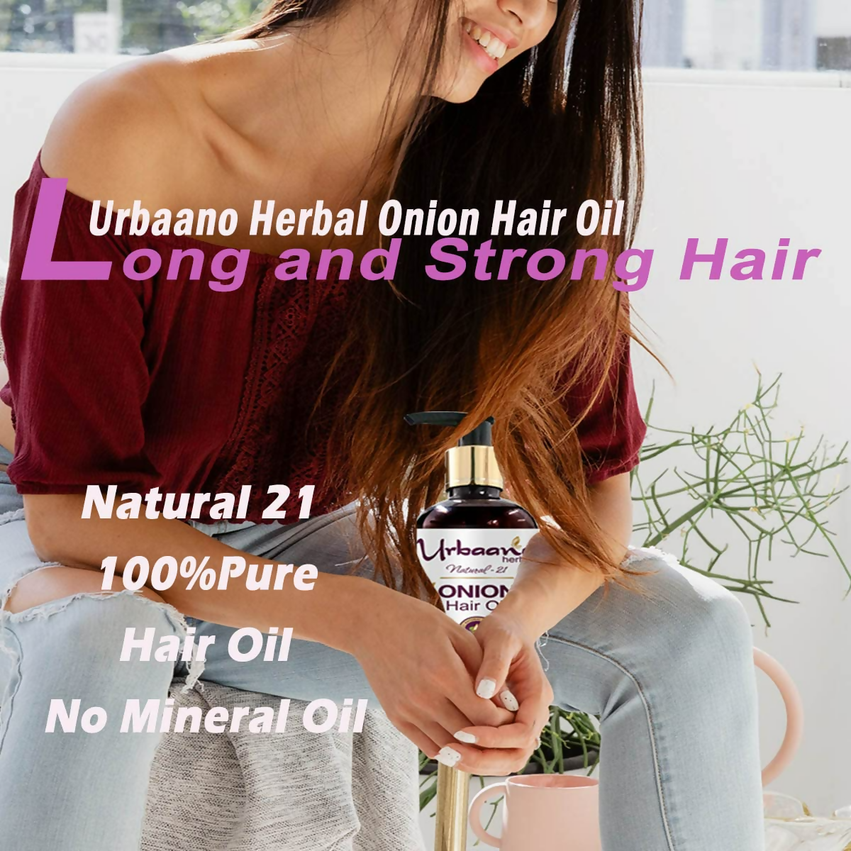 Urbaano Herbal Natural 21 Onion Hair Oil & Fermented Rice Extract Rich Shampoo