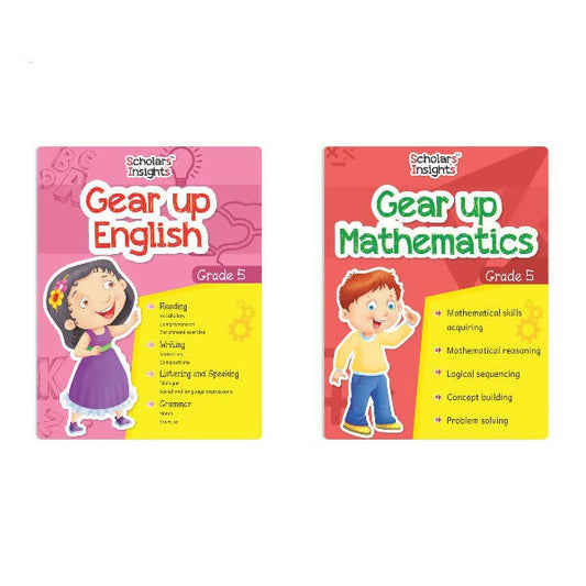 Scholars Insights Gear Up English & Maths Grade 5 Books Set Of 2| Grammar Skills, Maths Logical Reasoning, Problem Solving Book| Ages 10-11 Years