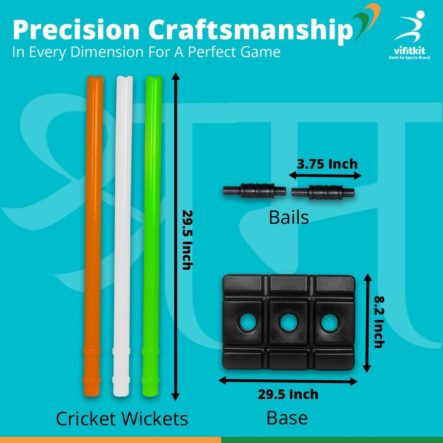 Vifitkit Cricket Stumps with Stand & Bails (Tricolour)