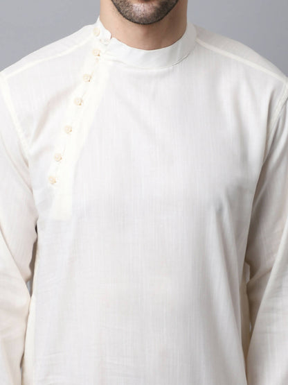 Even Apparels White Pure Cotton Men's Kurta With Side Placket