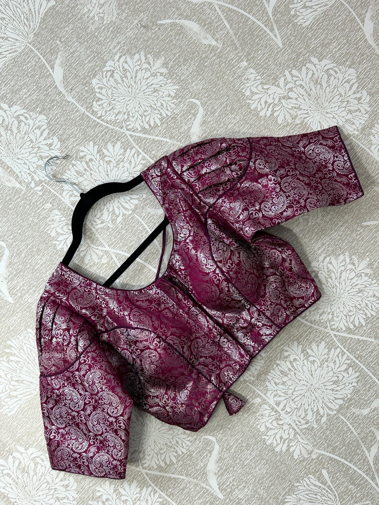 Purple with silver brocade