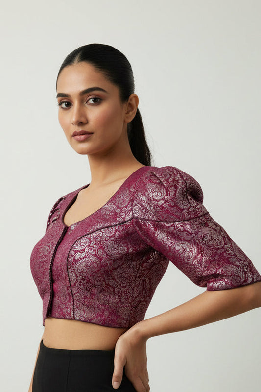 Purple with silver brocade