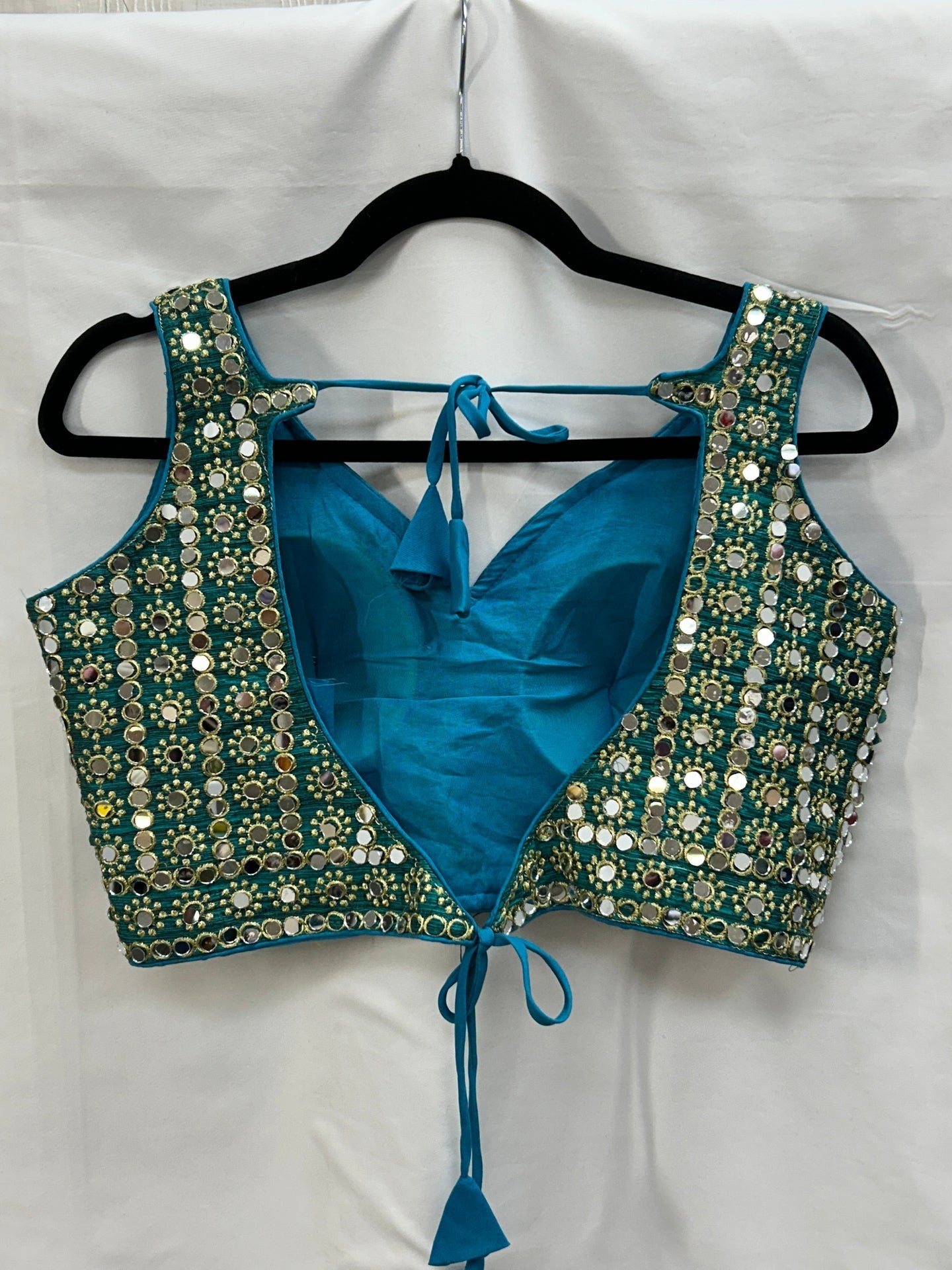 Teal blue mirror blouse