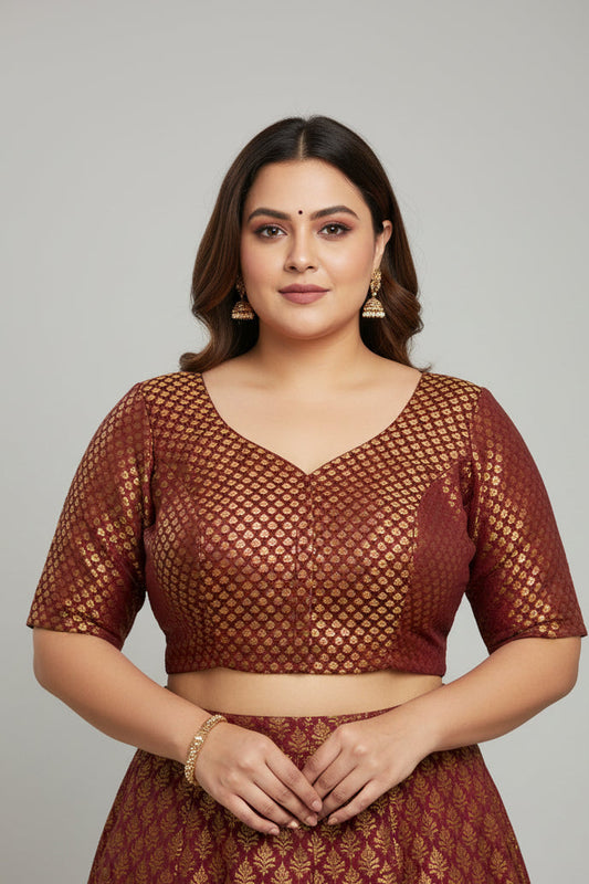 Dark maroon Brocade blouse