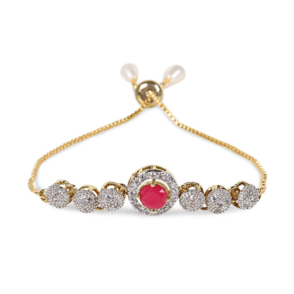 Rhodium-Plated Alloy American Diamond Studded Designer Bracelets - The Pari