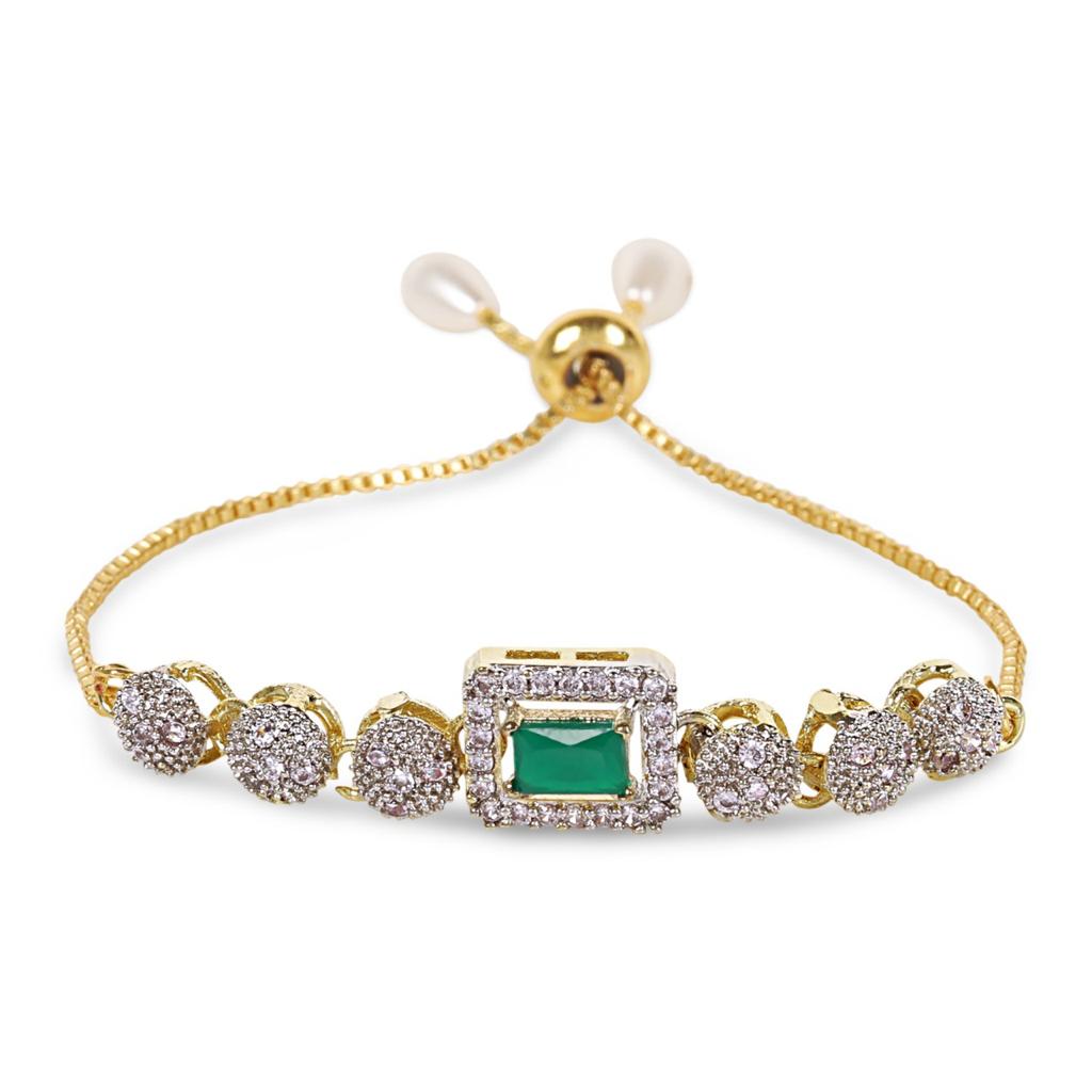 Rhodium-Plated Alloy American Diamond Studded Bracelets - The Pari