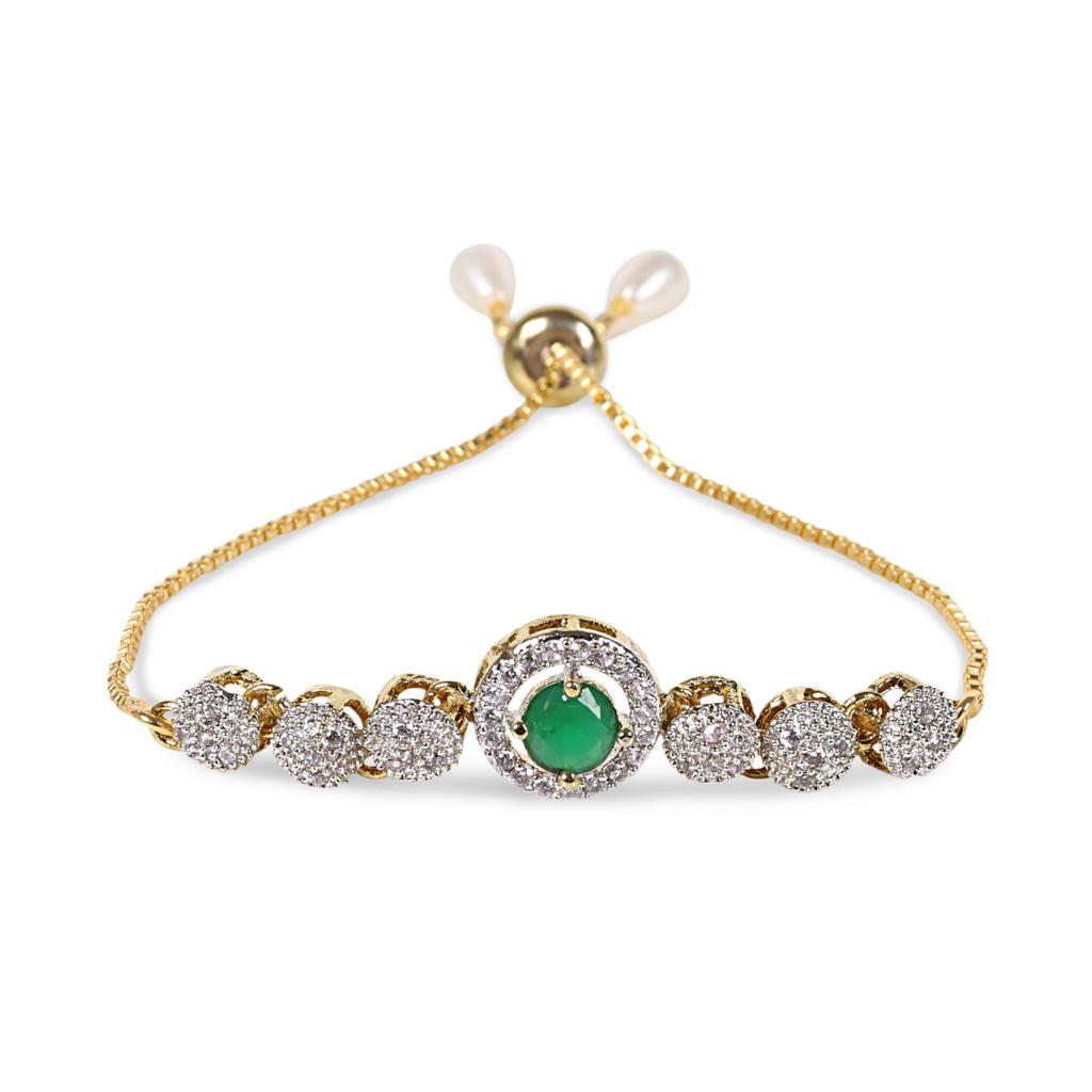 Rhodium-Plated Alloy American Diamond Studded Designer Bracelets - The Pari