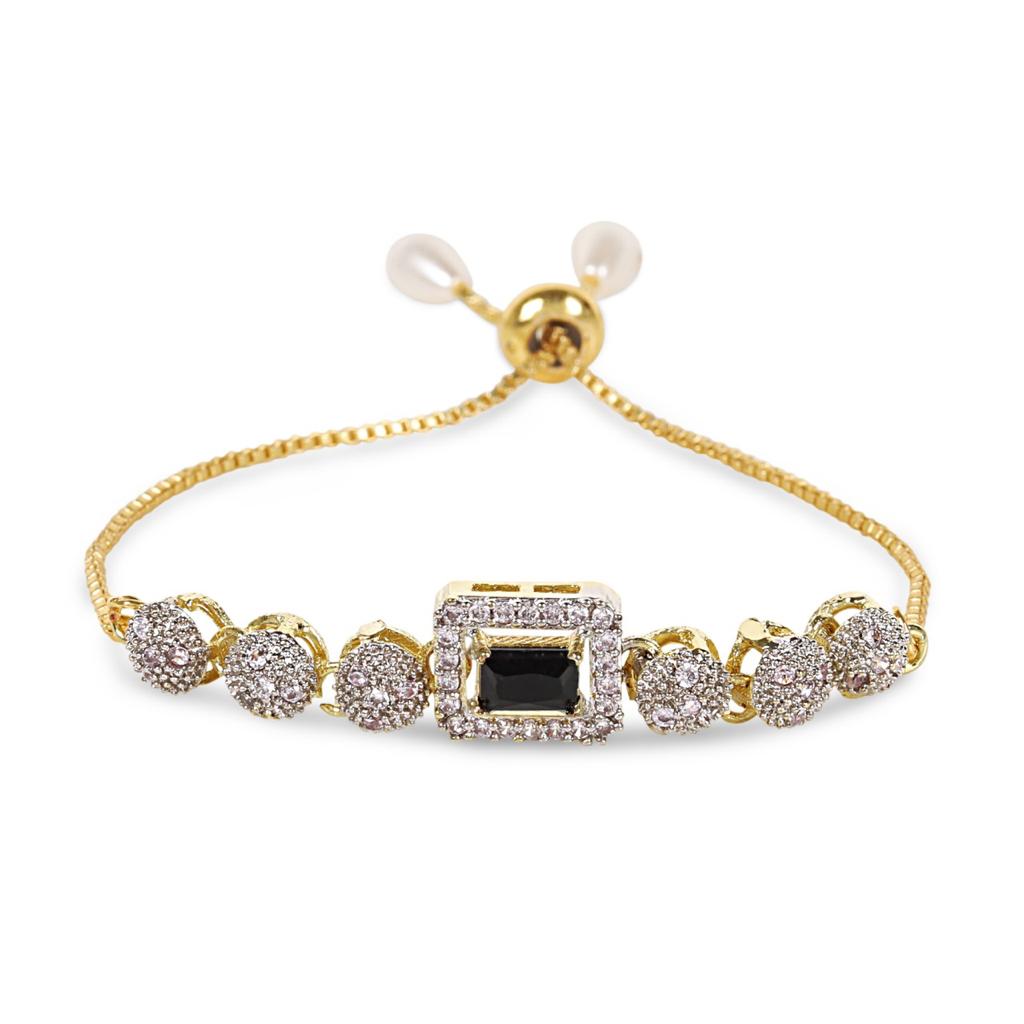 Rhodium-Plated Alloy American Diamond Studded Designer Bracelets - The Pari