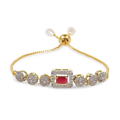 Rhodium-Plated Alloy American Diamond Studded Designer Bracelets - The Pari