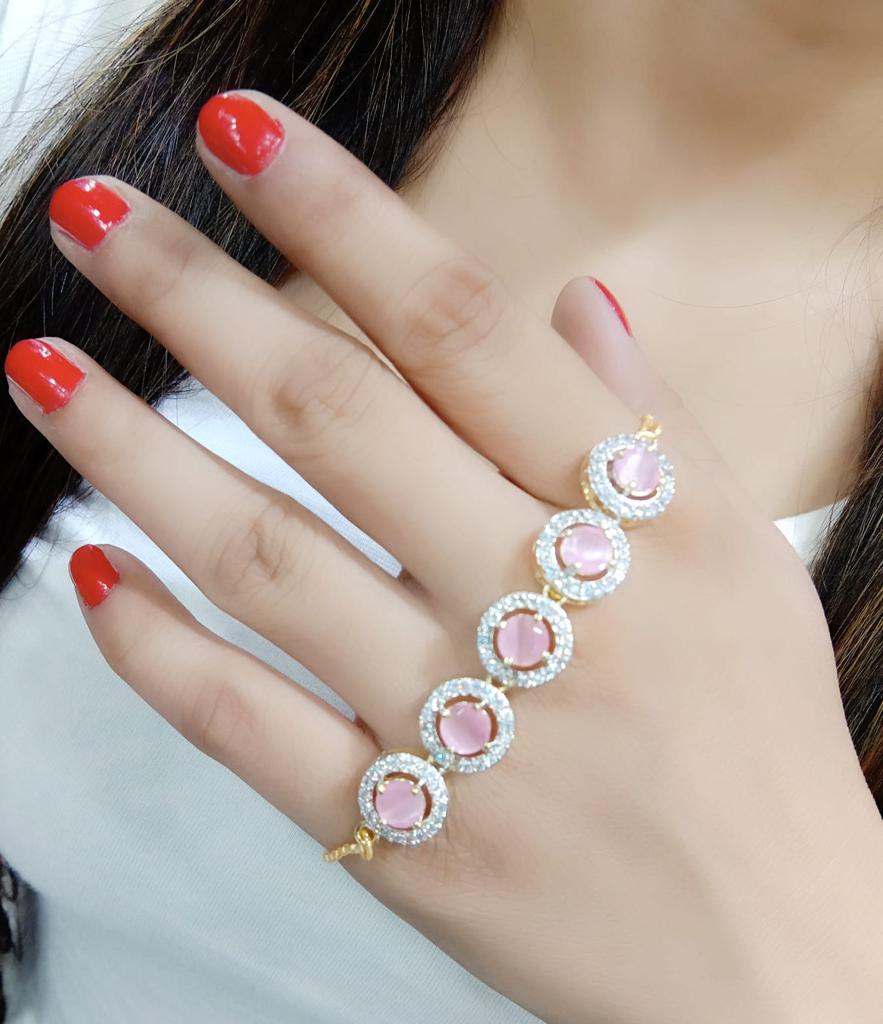Rhodium-Plated Alloy American Diamond Studded Designer Bracelets - The Pari
