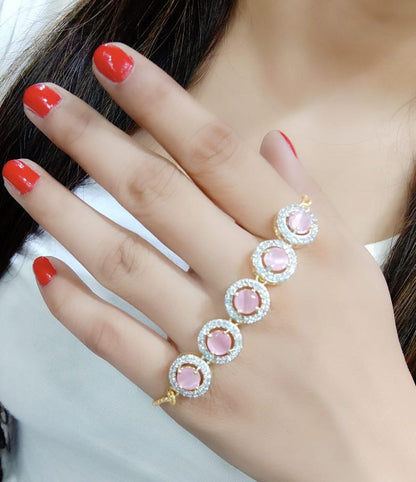 Rhodium-Plated Alloy American Diamond Studded Designer Bracelets - The Pari