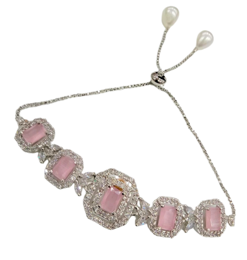 Rhodium-Plated Alloy American Diamond Studded Designer Bracelets - The Pari