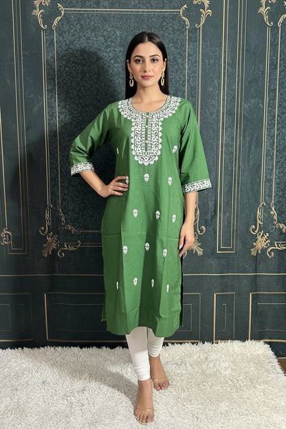 Crape silk chikankari work kurti
