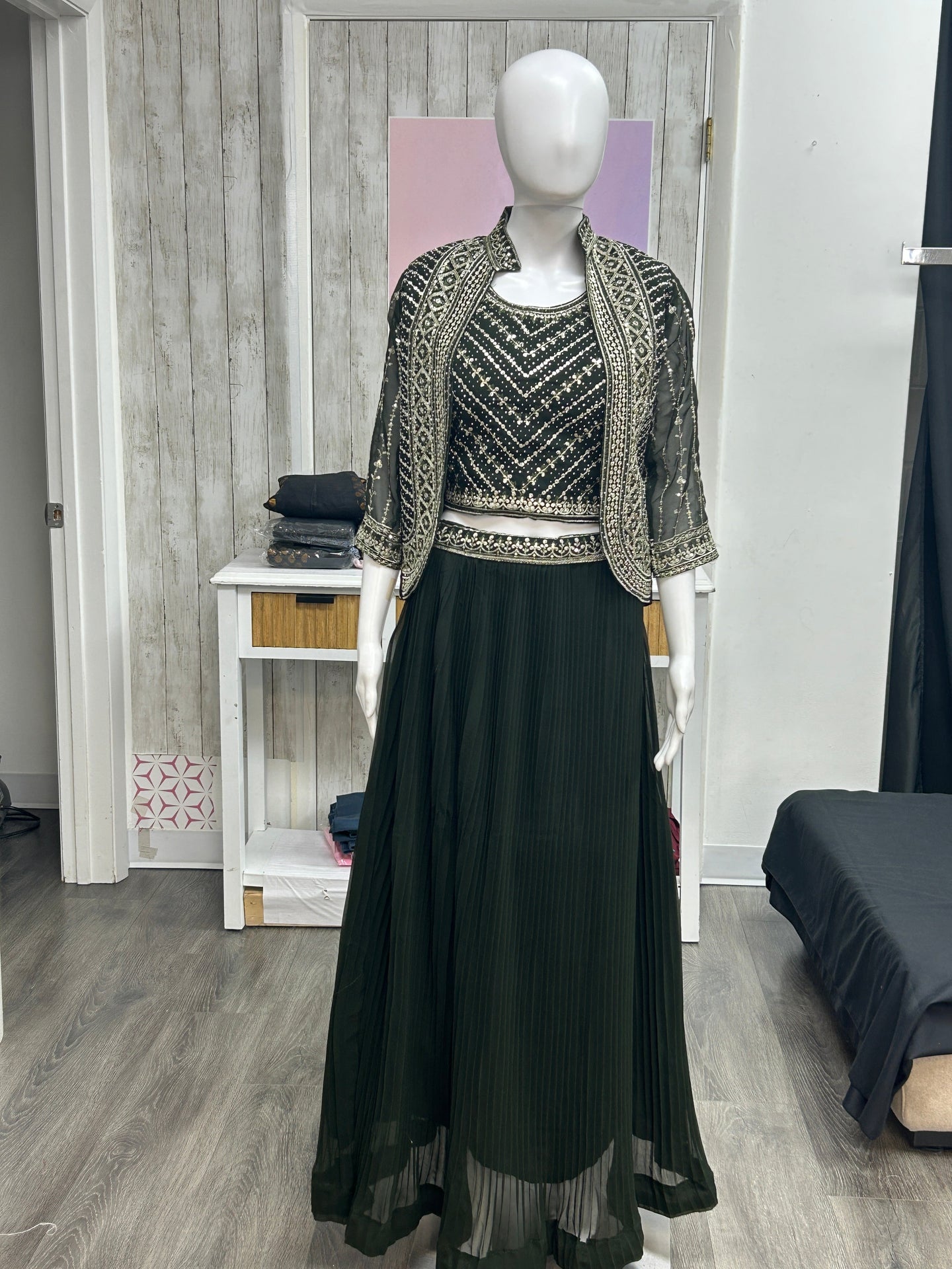 Green jacket dress
