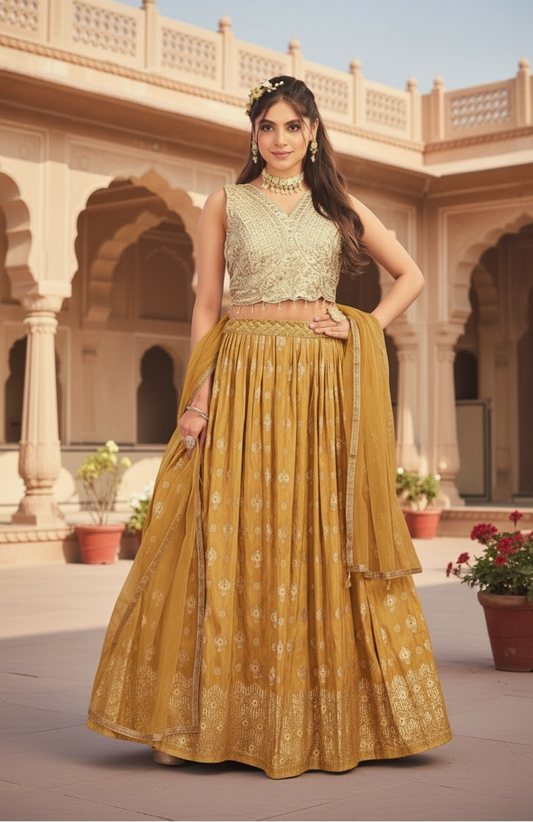 Yellow : banarasi Lehenga set