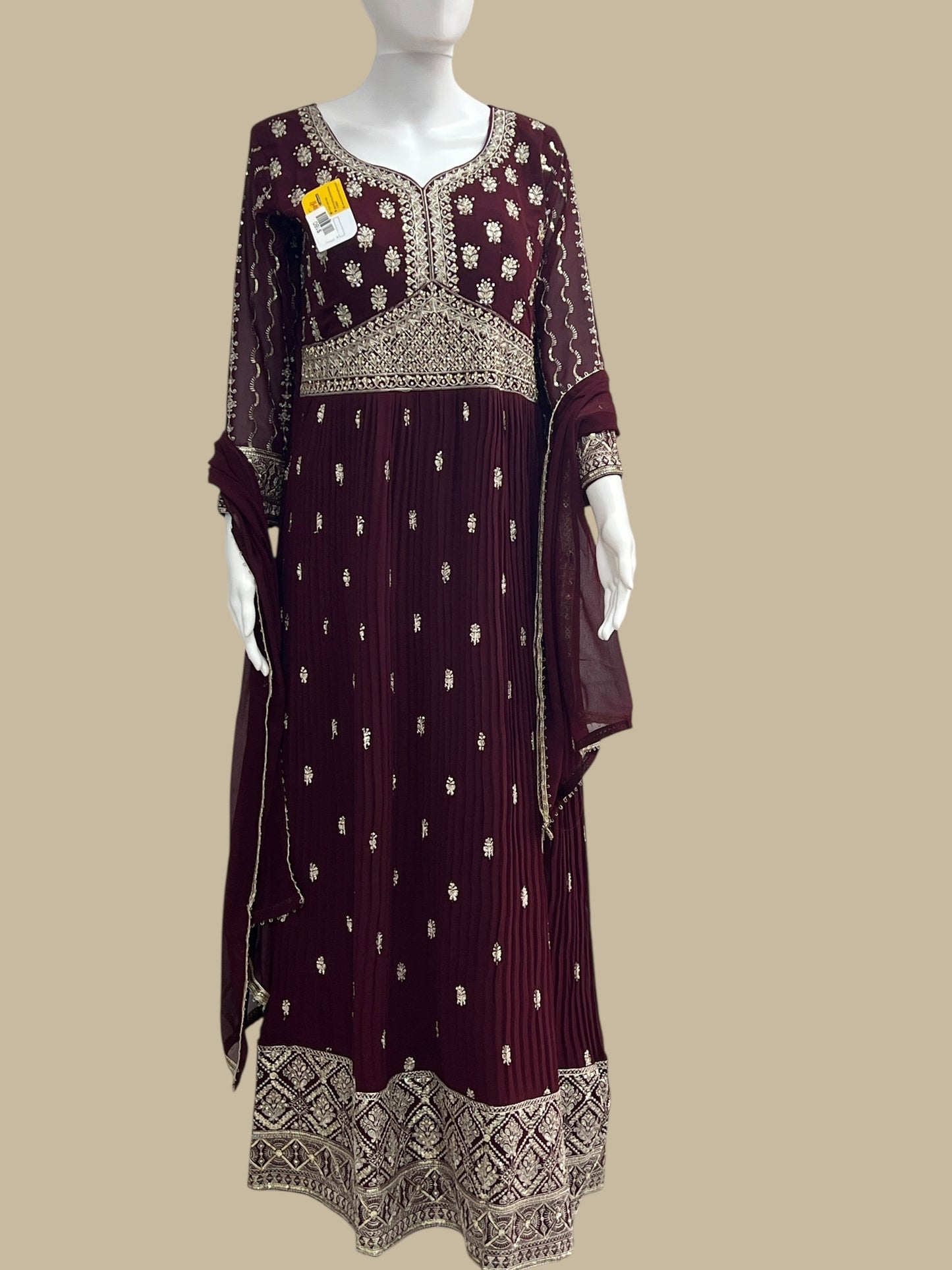 Party wear long gown : wine color