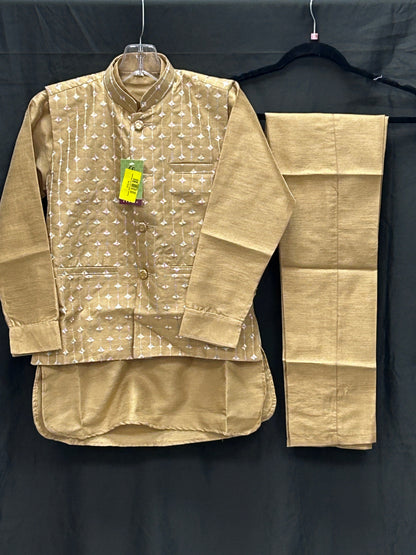 Gold kurta set with jacket