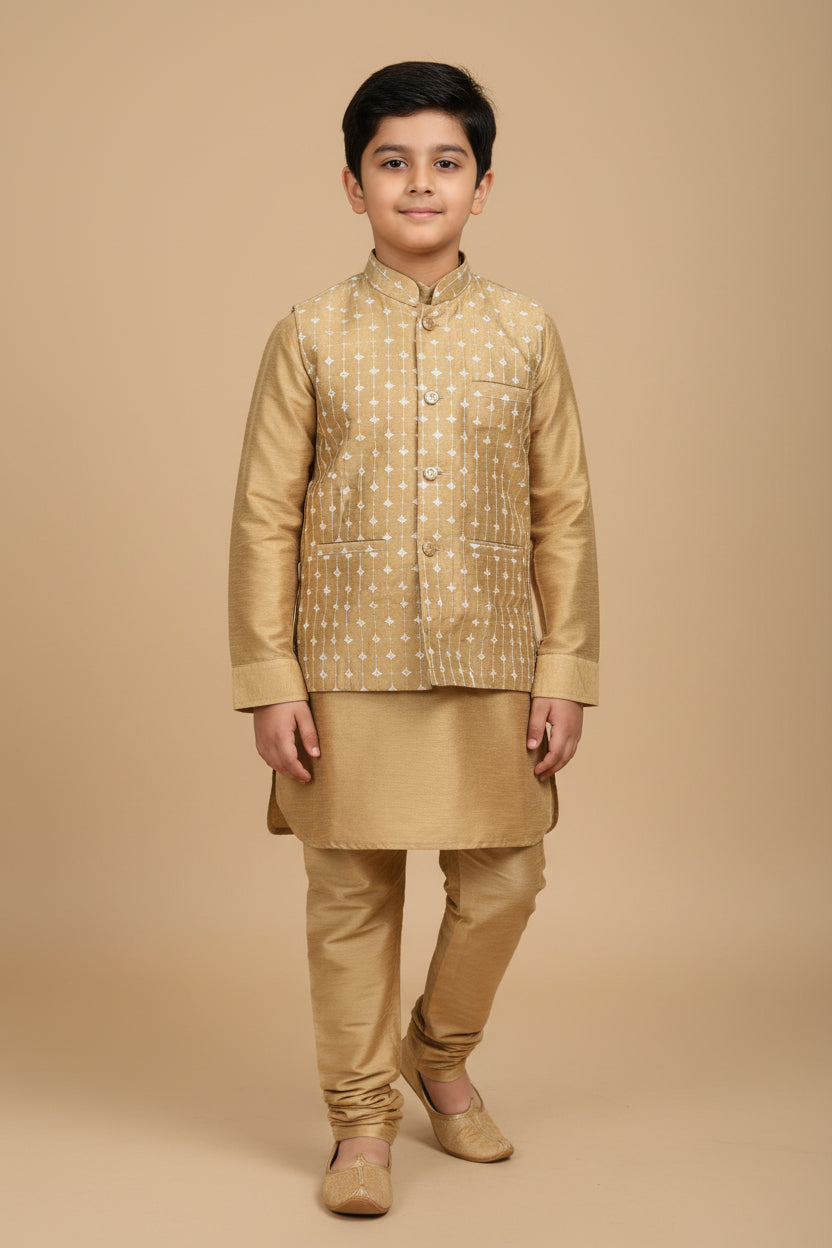 Gold kurta set with jacket