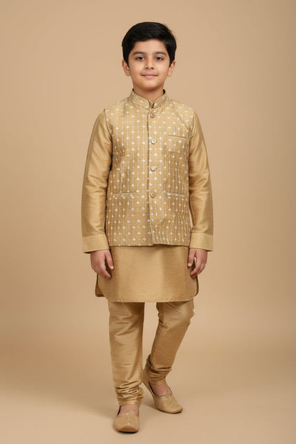 Gold kurta set with jacket