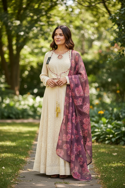 Chikankari long gown