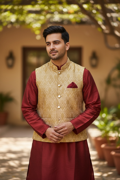 Silk kurta jacket set
