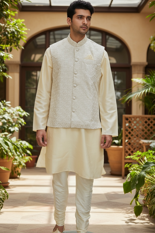 Silk Kurta set with jacket