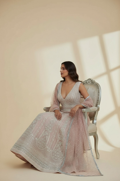 Heavy party wear bridal gown