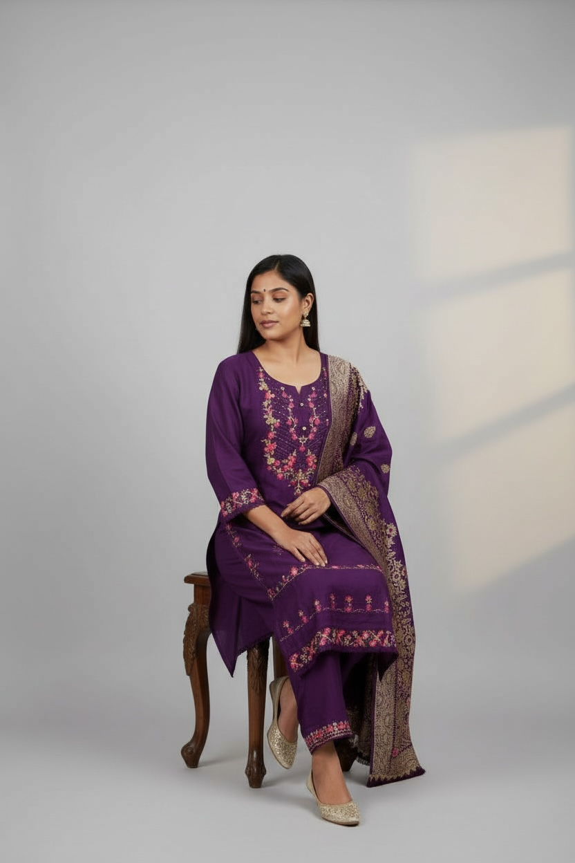 Cotton silk Kurti set with banarasi dupatta