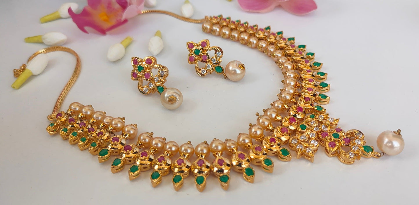 Multicolor Uncuts Bridal Jewelry With Earrings