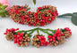 Red & Gold Bridal Hair Gajra with Brooches