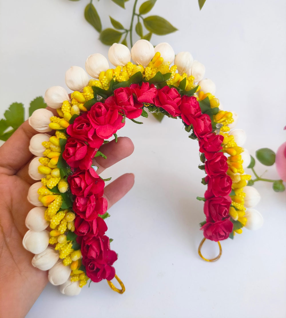 Red & Yellow Flower Hair Gajra