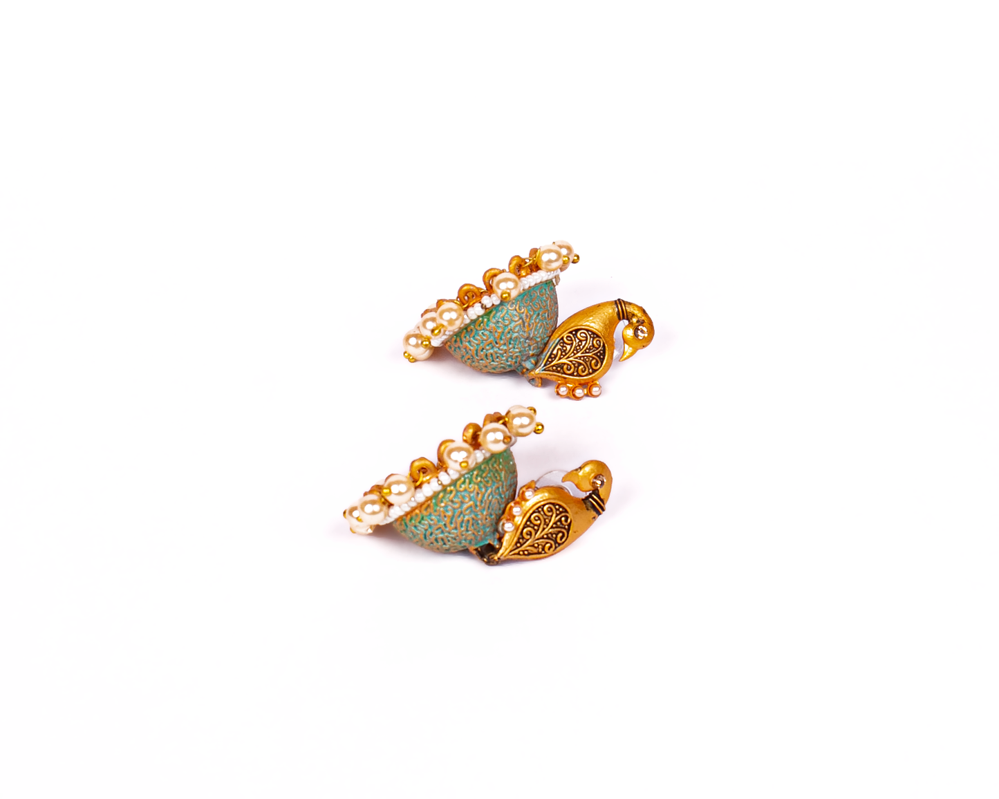 Gold-Polished Alloy Peacock Shape Jhumki Earrings - The Pari