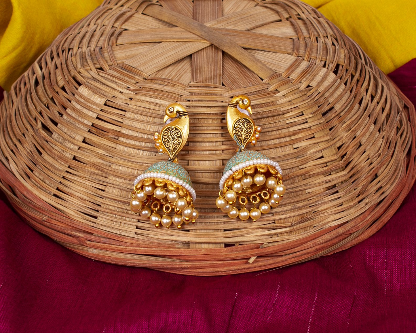 Gold-Polished Alloy Peacock Shape Jhumki Earrings - The Pari