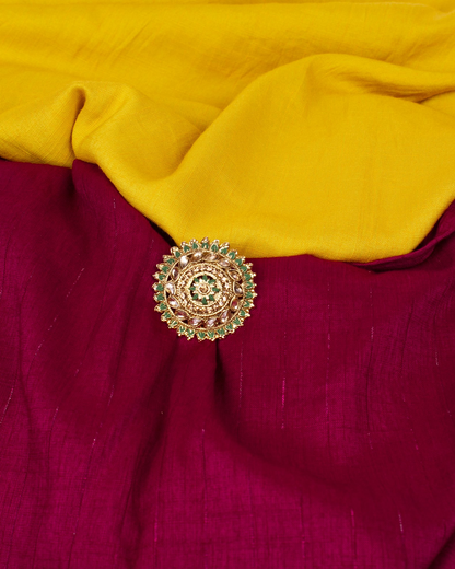 Gold-Polished Alloy Ethnic Designer Cocktail Ring - The Pari