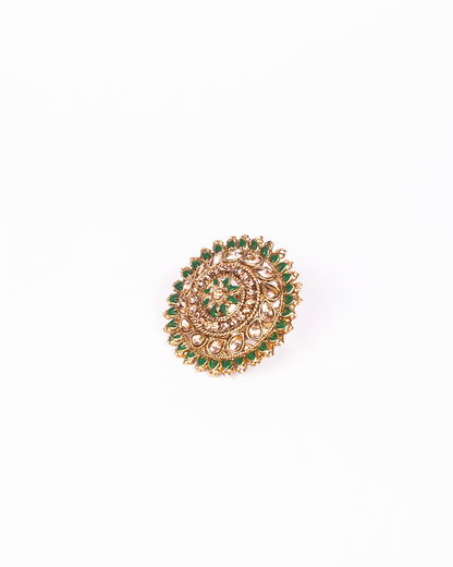 Gold-Polished Alloy Ethnic Designer Cocktail Ring - The Pari