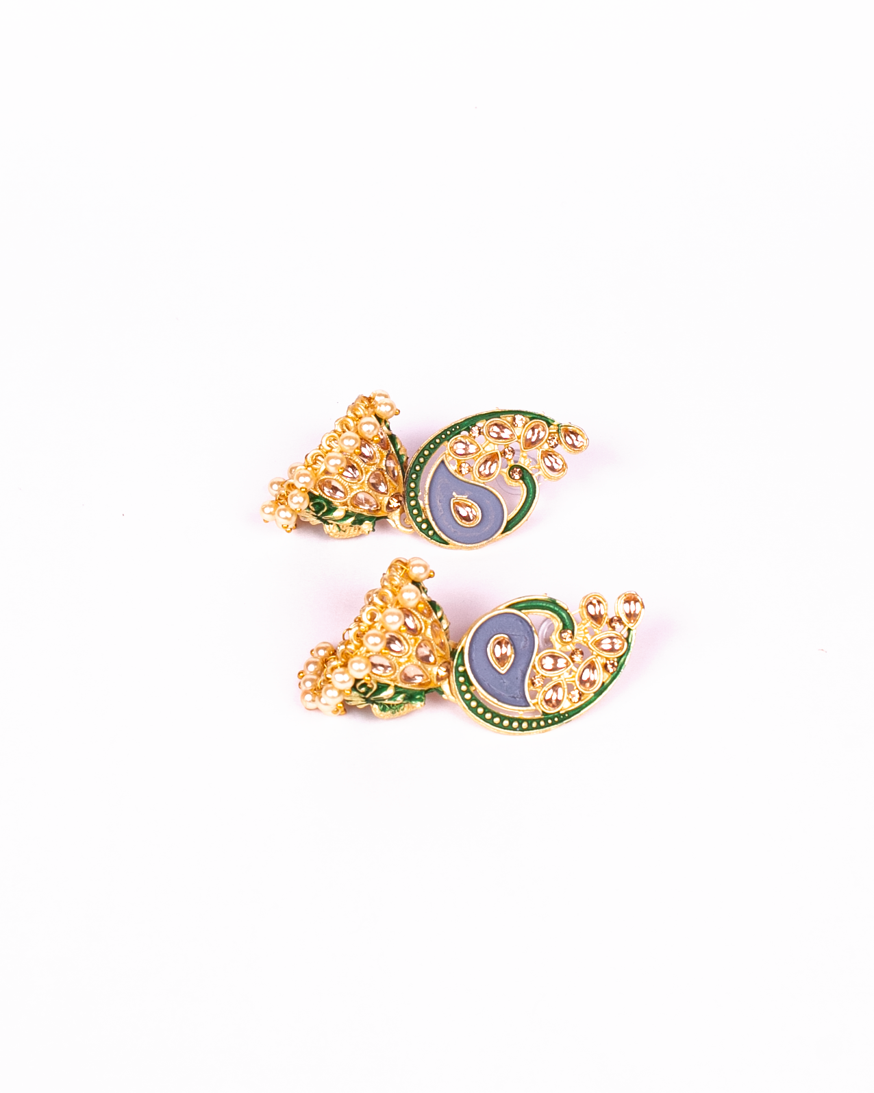 Gold-Polished Alloy Enamel & Stone Studded Jhumki Earrings - The Pari