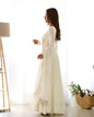 Lorenvalley Fashion Offwhite Pure Roman Silk Chanderi Fabric Fully Flared Anarkali Pant With Dupatta Set - Off White