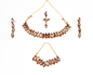 Gold-Polished Alloy Rhinestones Studded Single Line Necklace Set - The Pari
