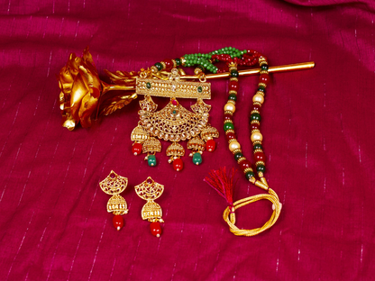 Gold-Polished Alloy Pearl And Beads Mala Pendant Set - The Pari