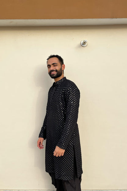 Black Mirror Designer Kurta by Hilo Design