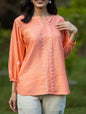 Gharana India Chanderi Chikankari Blush Orange Top