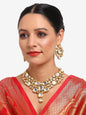 Gold-Toned Kundan Necklace With Earrings - Ruby Raang